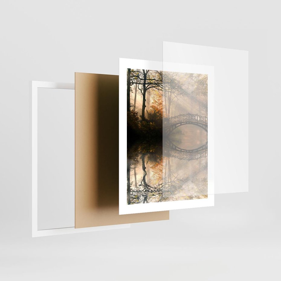 Plakat w ramie 40x50 - Romantyczny Mostek - mostek, romantyczny - rama biała