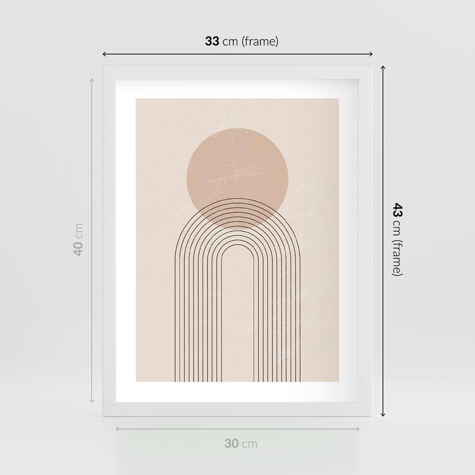 Plakat w ramie 30x40 - Konturem Zdefiniowane - boho plakat, minimalizm - rama biała