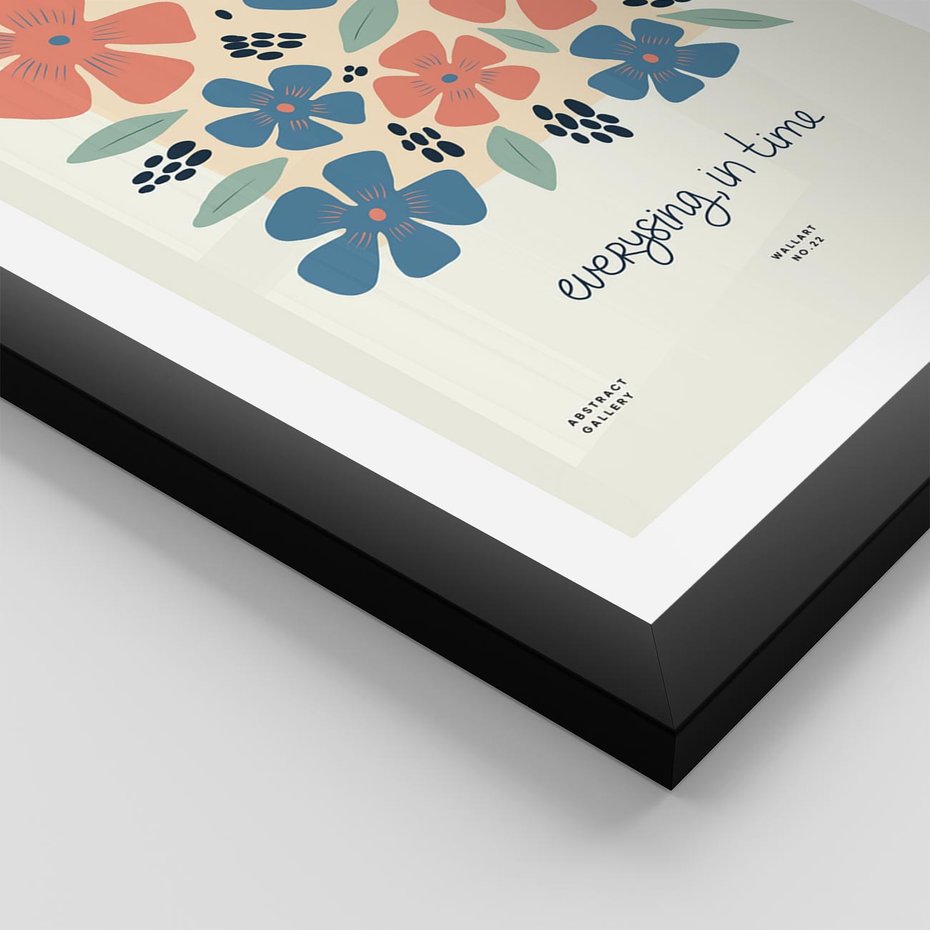 Plakat w ramie 40x50 - Kształtując Marzenia - kwiaty, nowoczesna abstrakcja - rama czarna