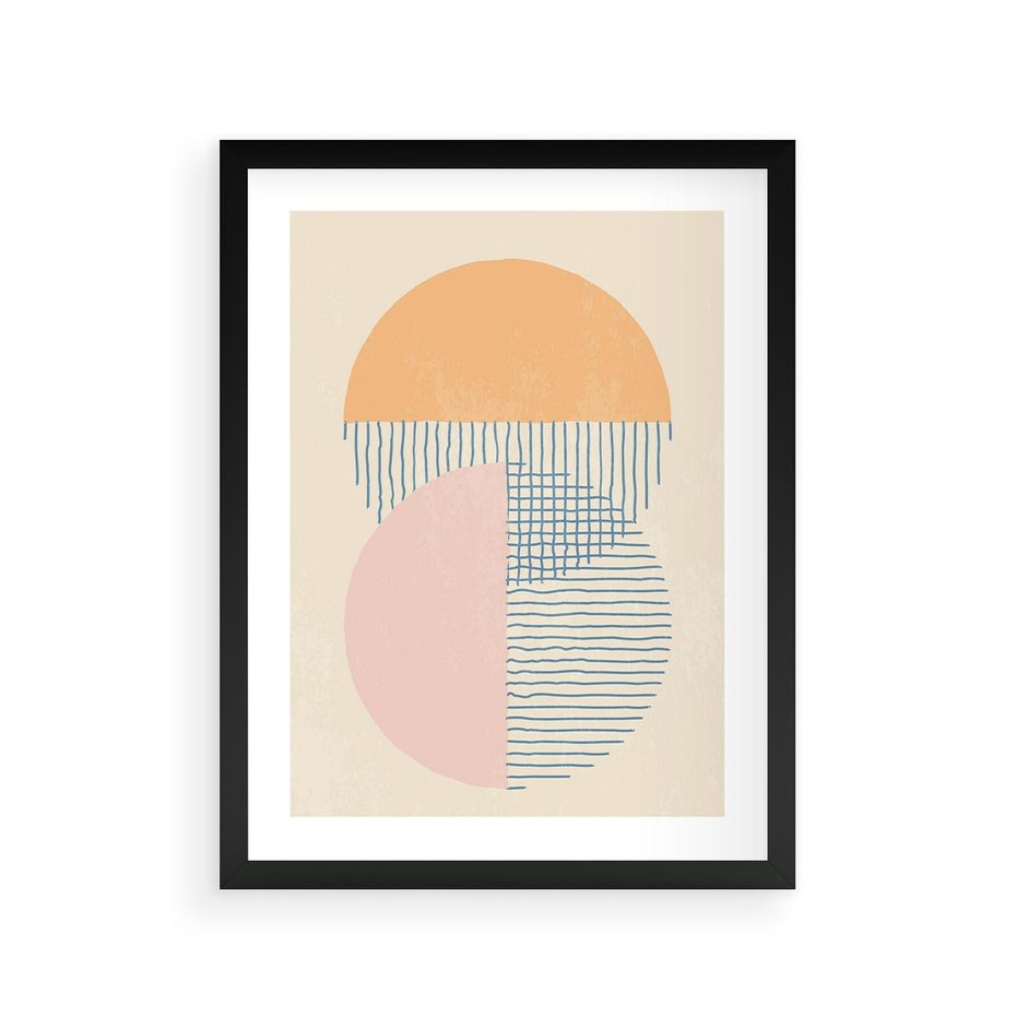 Plakat w ramie 30x40 - Migotliwe Wzory - geometryczne kształty, koła - rama czarna