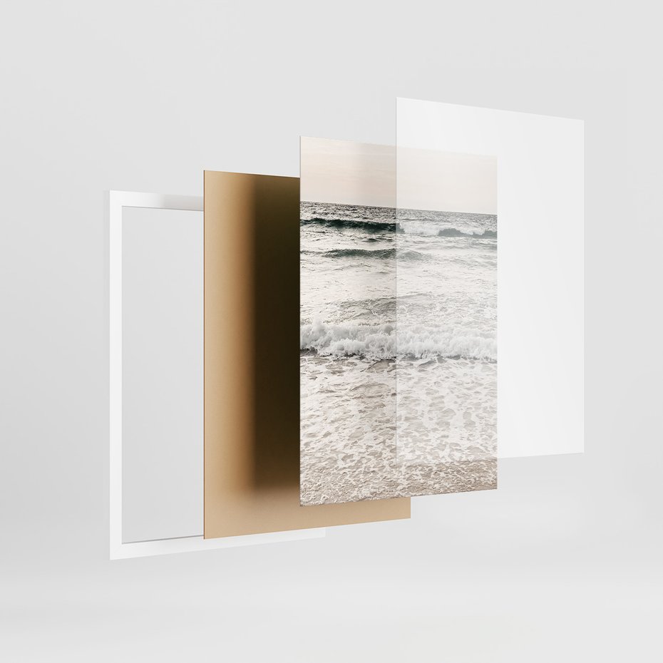 Zestaw obrazy w ramie 50x70 galeria - Plaża, morze, piasek, ślady, stóp - rama biała