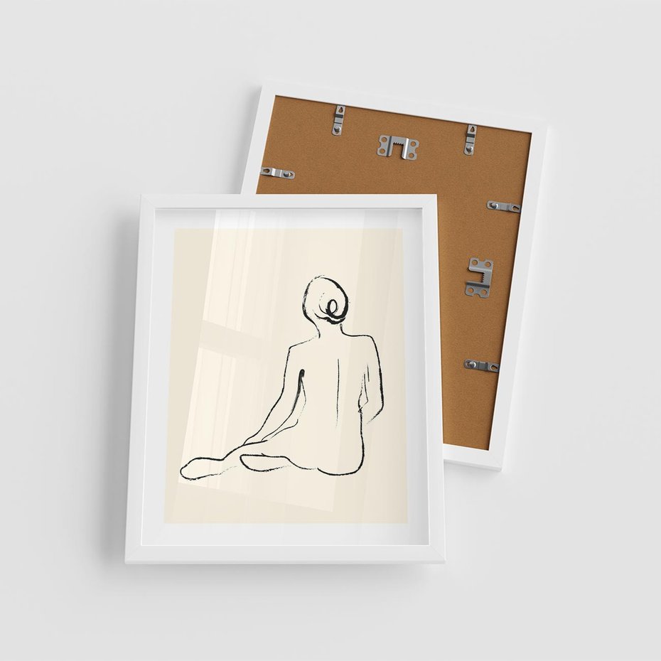 Plakat w ramie 40x50 - Akt w Minimalizmie - kobieta akt, minimalizm - rama biała