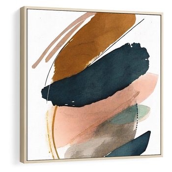 Obraz w ramie 50x50 - Migocące Impresje Przestrzeni - abstrakcyjny obraz, kolory ciepłe - rama drewno