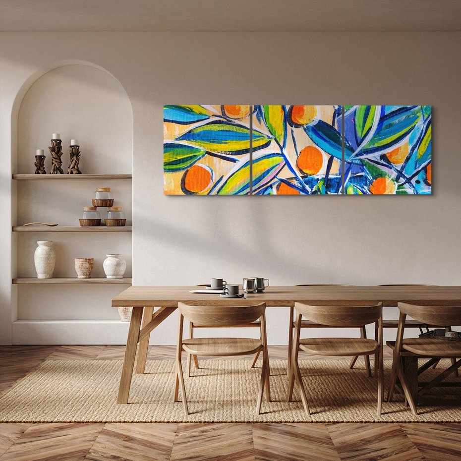 Obraz na płótnie 120x40 - Cytrusowa Abstrakcja - abstrakcja, owoce cytrusowe