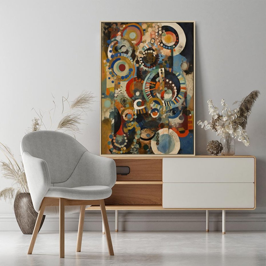 Obraz w ramie 50x70 - Podróżne Wizje Aberracji - abstrakcyjny obraz, mnogość kolorów - rama drewno