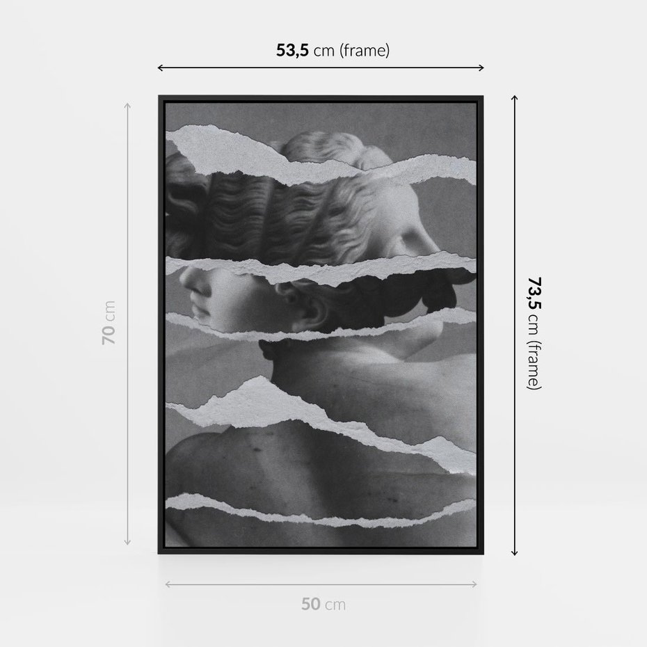 Obraz w ramie 50x70 - Kolaż z Antyczną Rzeźbą - antyczna rzeźba, kolaż ze zdjęć - rama czarna