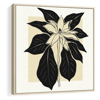 Obraz w ramie 50x50 - Melancholia przerywanych linii - wiaty, typografia - rama drewno