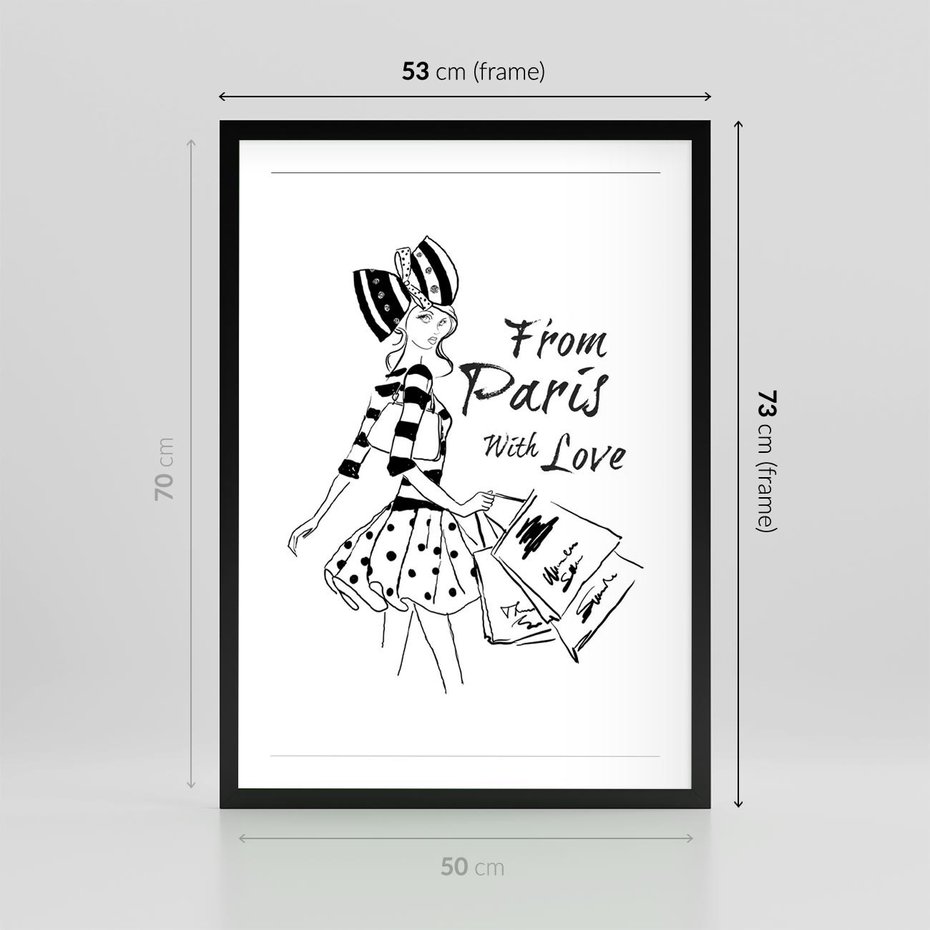 Plakat w ramie 50x70 - Paryż - Miasto Romantycznej Grafiki - Paryż, Paris - rama czarna