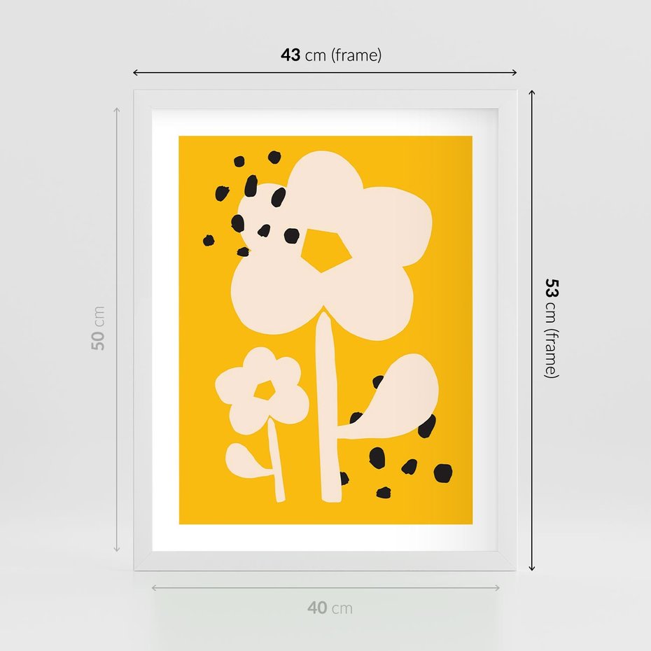 Plakat w ramie 40x50 - Bezgraniczne Impulsy - abstrakcyjny kwiat, plakat - rama biała