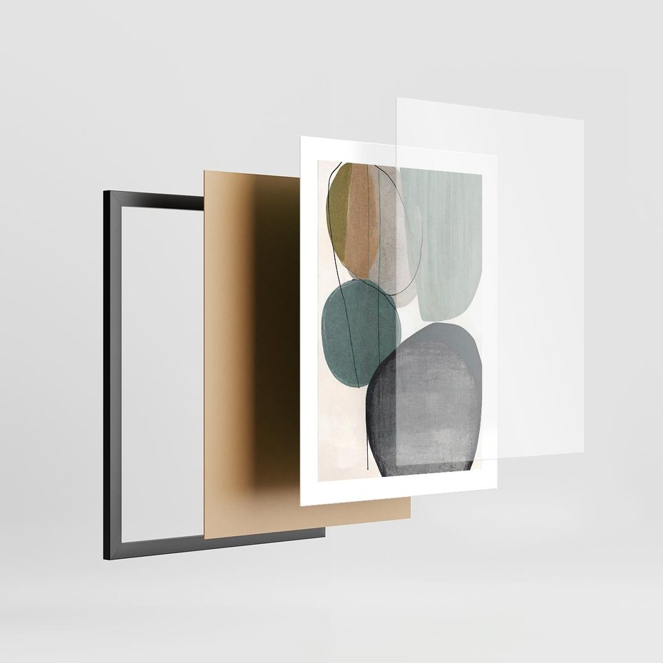 Plakat w ramie 30x40 - Plama za Plamą - abstrakcyjny obraz olejny, plamy - rama czarna