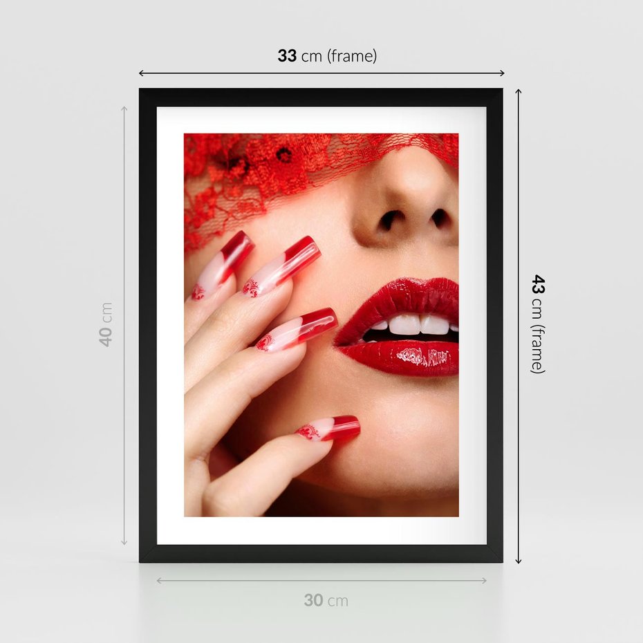 Plakat w ramie 30x40 - Piękno manicure: kolory i elegancja - paznokcie, manicure - rama czarna