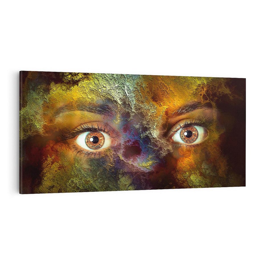 Obraz na płótnie 120x60 - Twarz w abstrakcji - twarz, abstrakcja
