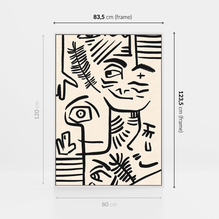 Obraz w ramie 80x120 - Ekspresyjne Odbicia Współczesności - abstrakcyjna grafika, minimalizm - rama biała