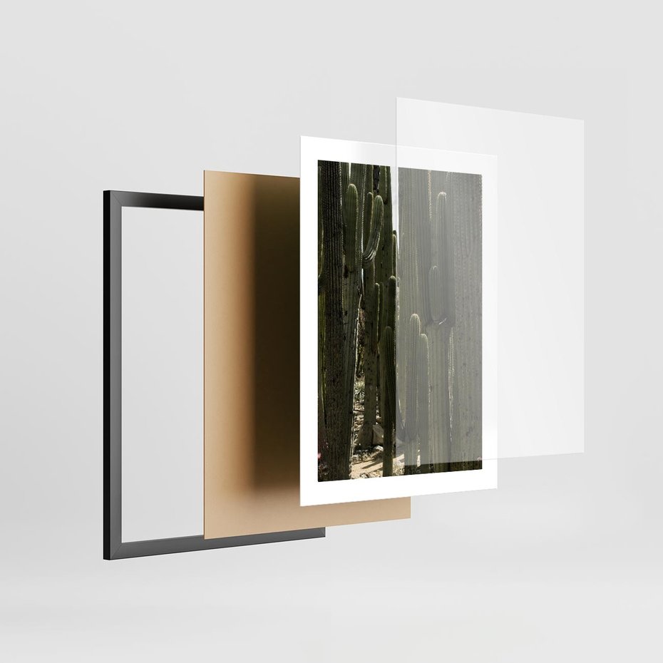 Plakat w ramie 30x40 - Wyjątkowy Klimat Boho - kaktusy, pustynia - rama czarna