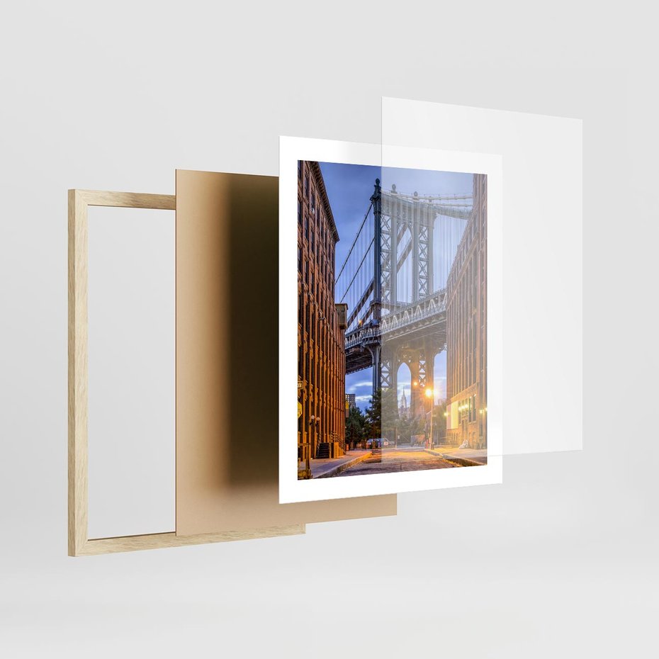 Plakat w ramie 40x50 - Most w mieście - most, miasto - rama drewno
