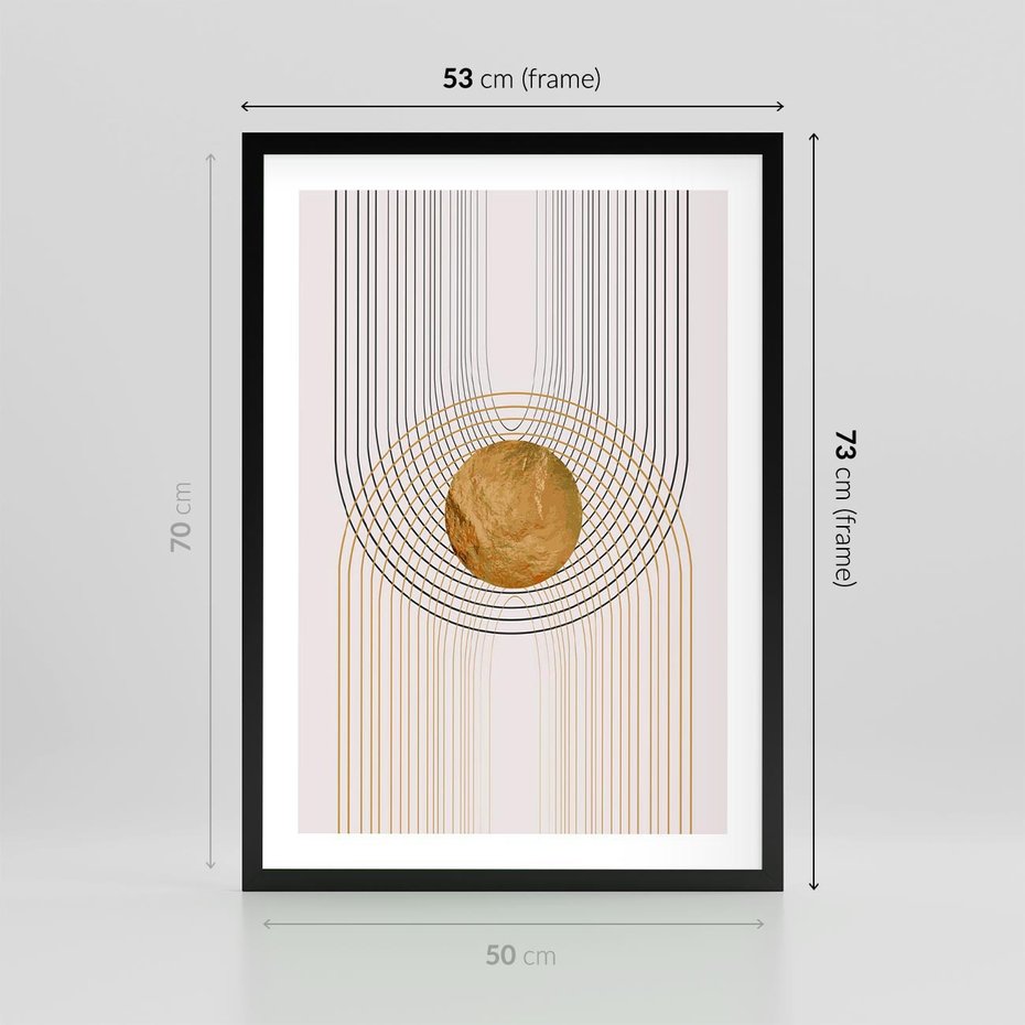 Plakat w ramie 50x70 - Złota Geometria - styl modern, złoto - rama czarna