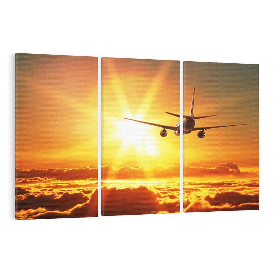 Obraz na płótnie 120x80 - Wolność podróży - samolot, słońce
