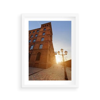 Plakat w ramie 30x40 - Perspektywa uliczki - uliczka, perspektywa - rama biała