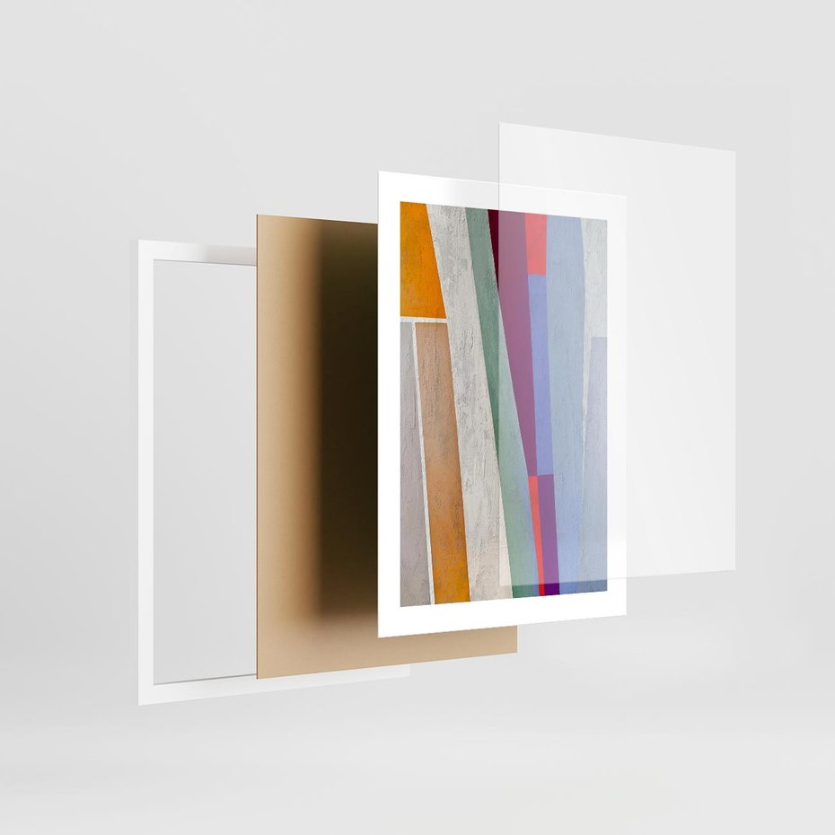 Plakat w ramie 30x40 - Księga Ukrytych Odbić - abstrakcyjne dziwne kształty, olejny obraz - rama biała