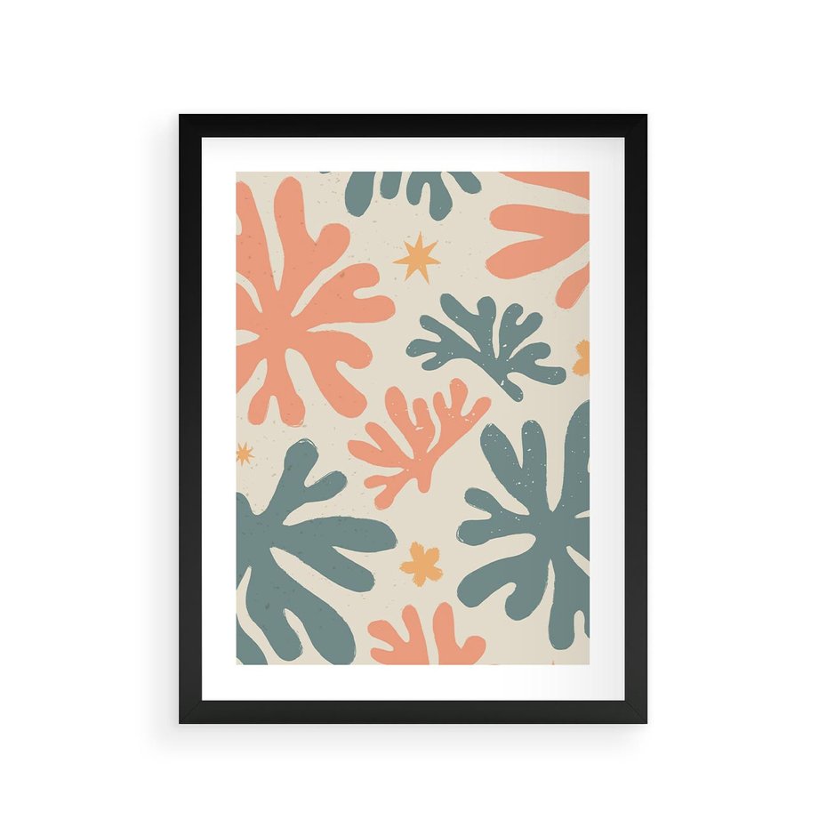 Plakat w ramie 30x40 - Boho Wybuch - boho formy, kształty - rama czarna