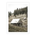 Plakat bez ramy 40x50 - Ustronne Chatki w Górach - rustykalne domki w górach, sepia