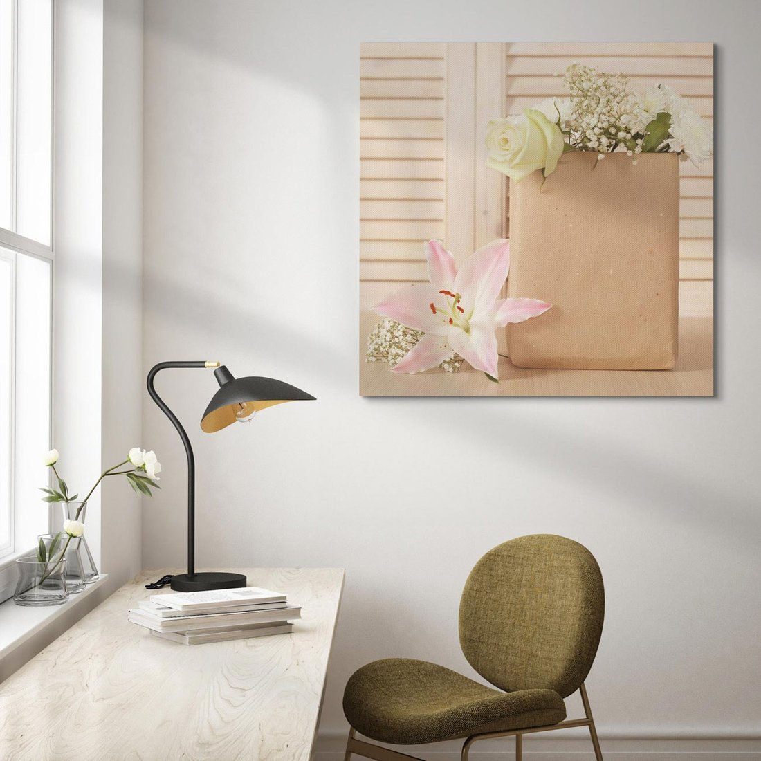 Obraz na płótnie 40x40 - Elegancja W Prostocie - kwiaty, mnimalizm