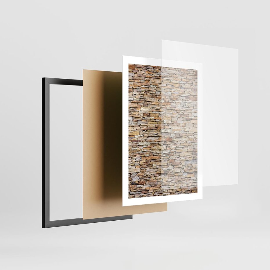 Plakat w ramie 50x70 - Mur z cegieł - surowa elegancja - mur, cegły - rama czarna