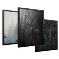 Zestaw obrazy w ramie 40x50 galeria - Jeleń, mglisty, las, skandynawski - rama czarna