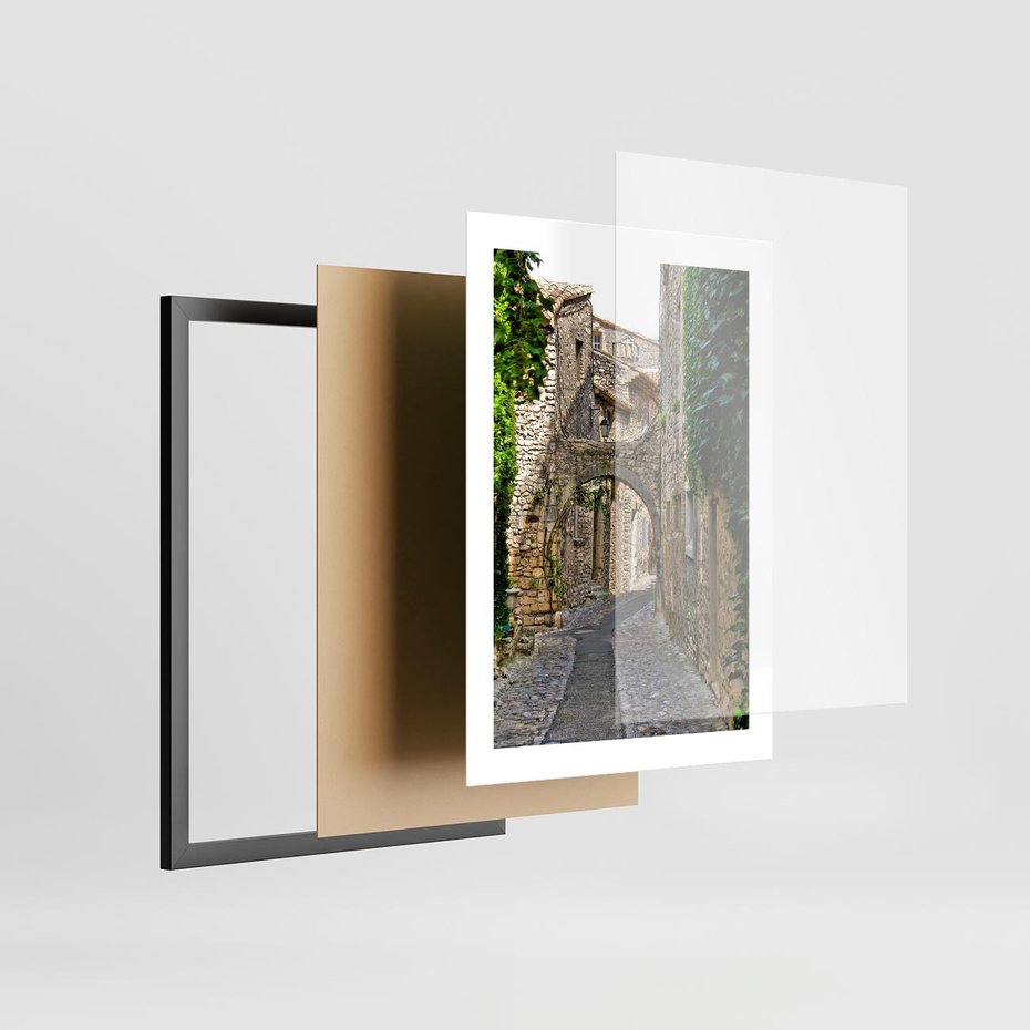 Plakat w ramie 30x40 - Urokliwa perspektywa uliczki - uliczka, perspektywa - rama czarna