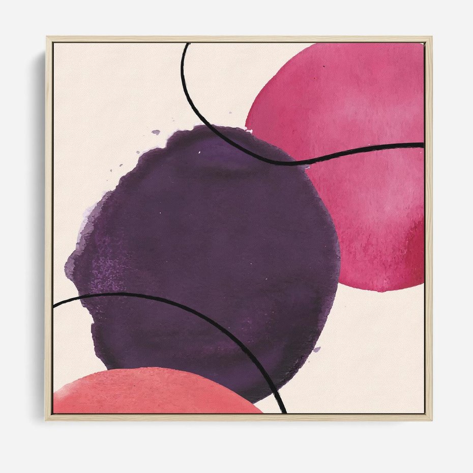 Obraz w ramie 80x80 - Migotliwe Widzenia - abstrakcyjne akwarelowe plamy, nieregularne linie - rama drewno