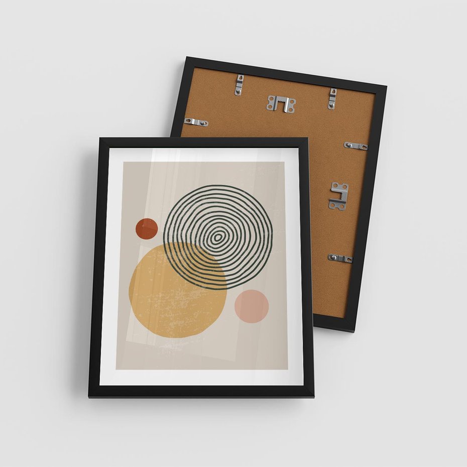 Plakat w ramie 40x50 - Boho Światło - abstrakcyjna sztuka, boho kształty - rama czarna