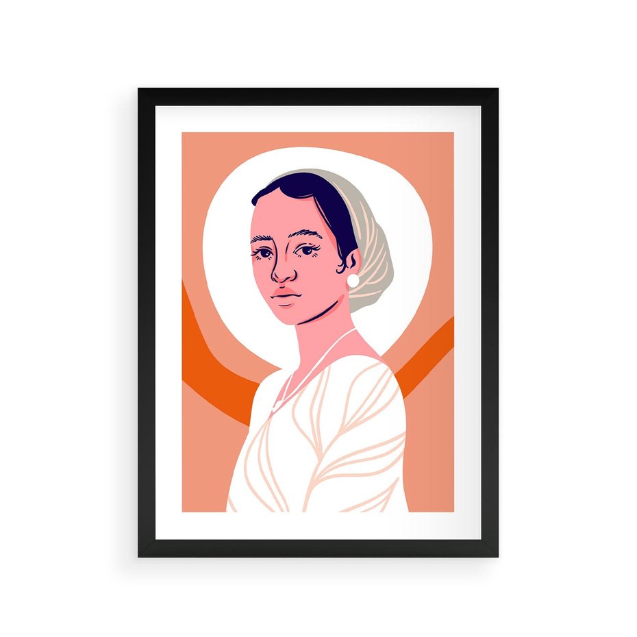 Plakat w ramie 30x40 - Kobieca Harmonia - nowoczesny plakat, styl retro - rama czarna