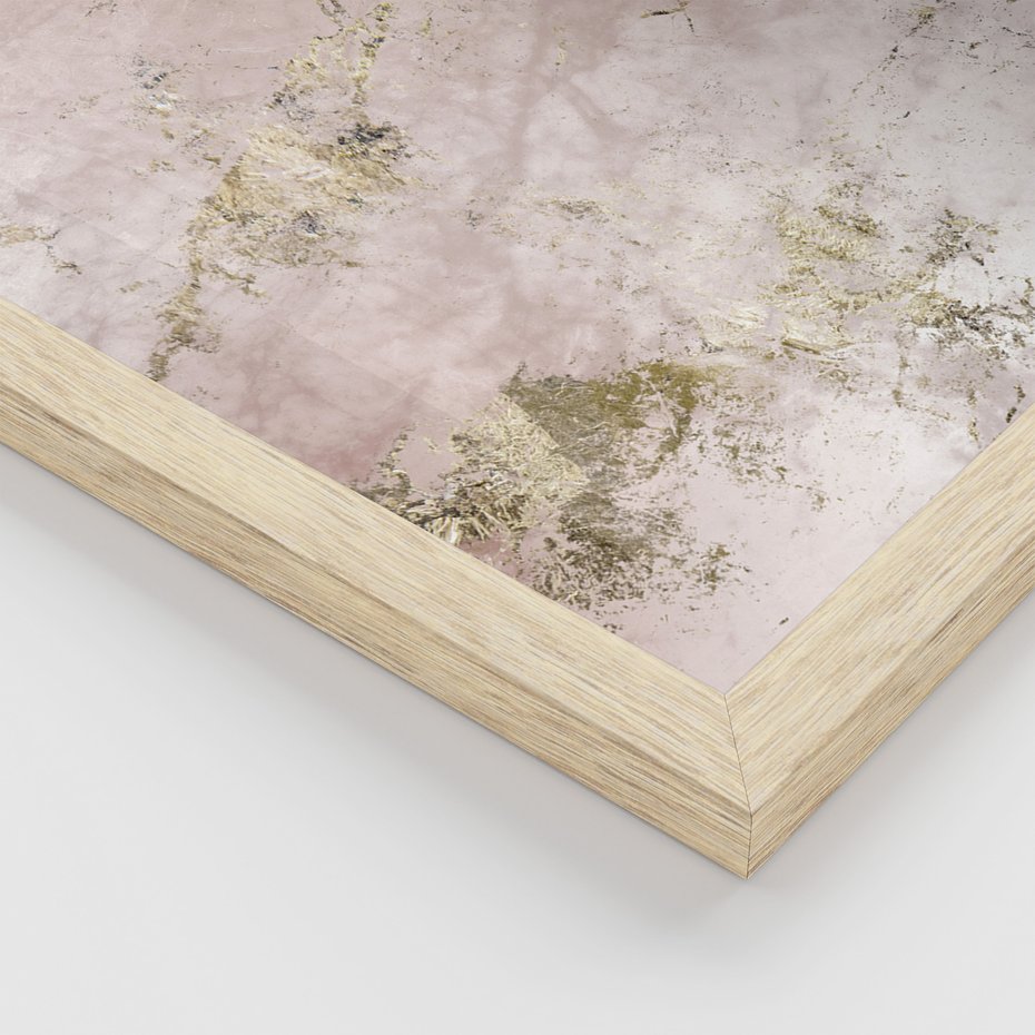 Zestaw obrazy w ramie 50x70 galeria - Marmur, złoto, róż, czerń - rama drewno