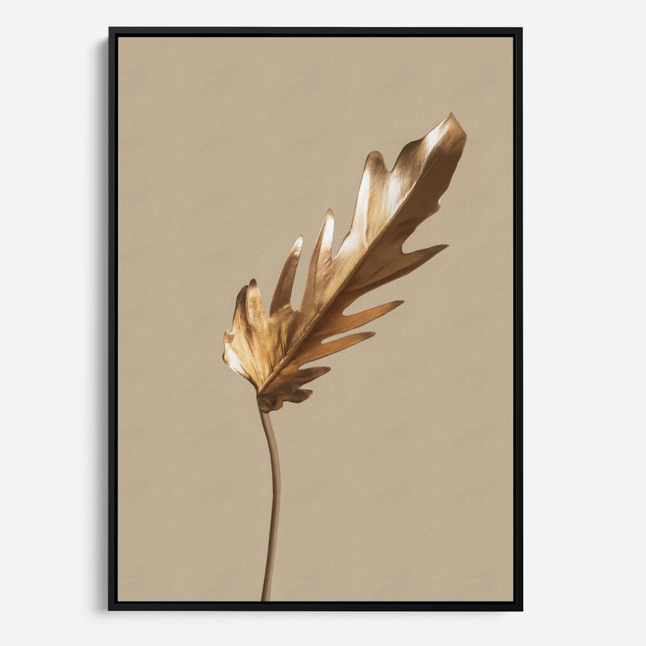 Obraz w ramie 50x70 - Piękno w Detalu - złoty, liść - rama czarna