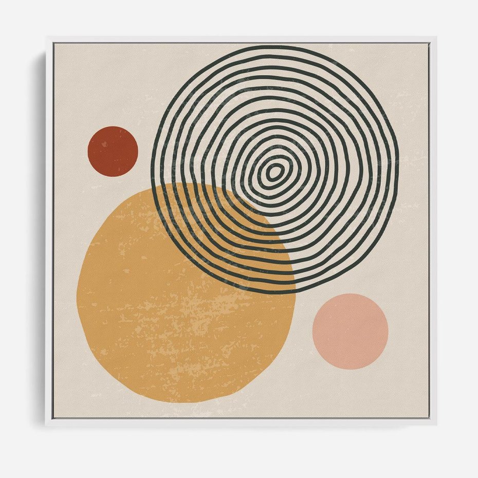 Obraz w ramie 50x50 - Boho Światło - abstrakcyjna sztuka, boho kształty - rama biała