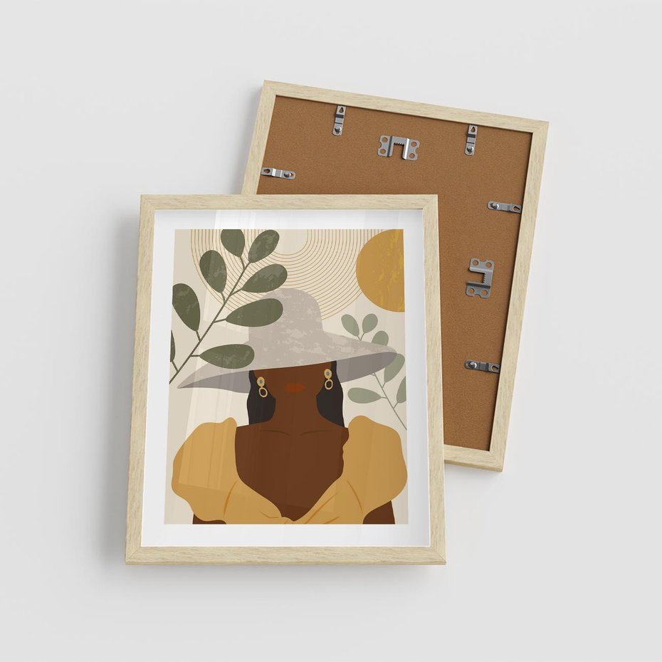 Plakat w ramie 40x50 - Grafika w Innowacyjnym Stylu - grafika, postać kobiety - rama drewno
