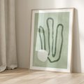Plakat w ramie 30x40 - Spokojne Kształty Natury - zielona abstrakcja, zgaszona zieleń - rama drewno