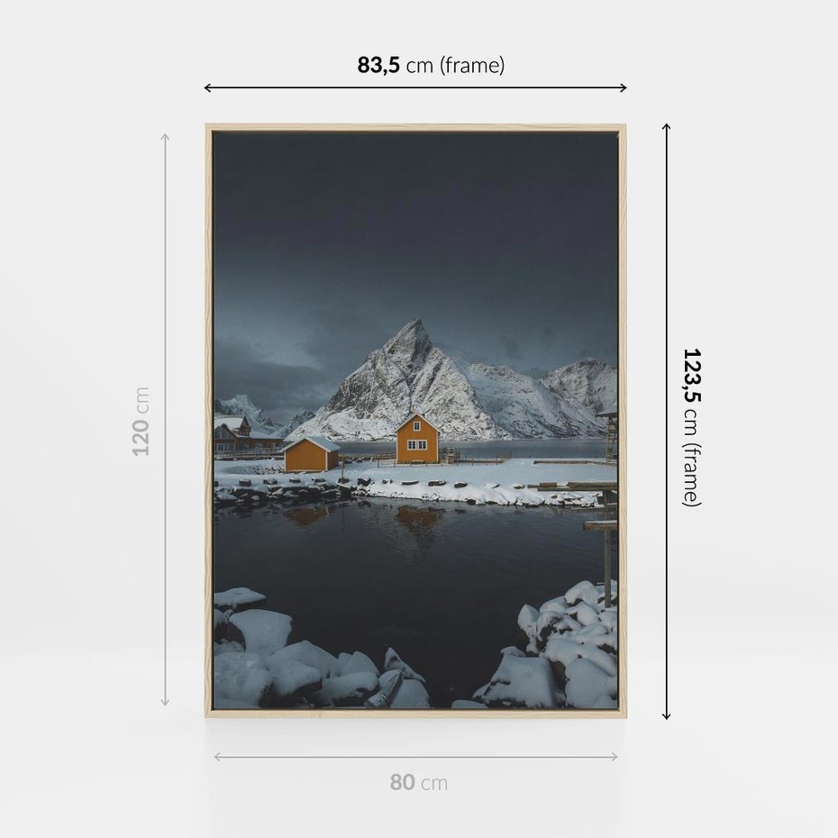 Obraz w ramie 80x120 - Minimalizm i Urok Natury - skandynawskie, domki - rama drewno