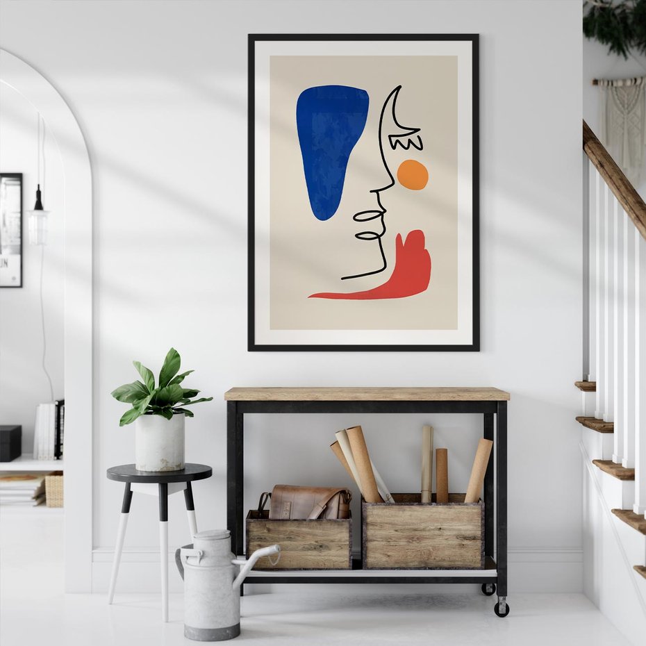 Plakat bez ramy 30x40 - Rozbijające Symfonie Form - abstrakcyjny obraz, przypomina twarz