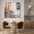 Obraz w ramie 50x50 - Oddechy ciszy i ruchu - rzut liści palmy, monstery - rama drewno