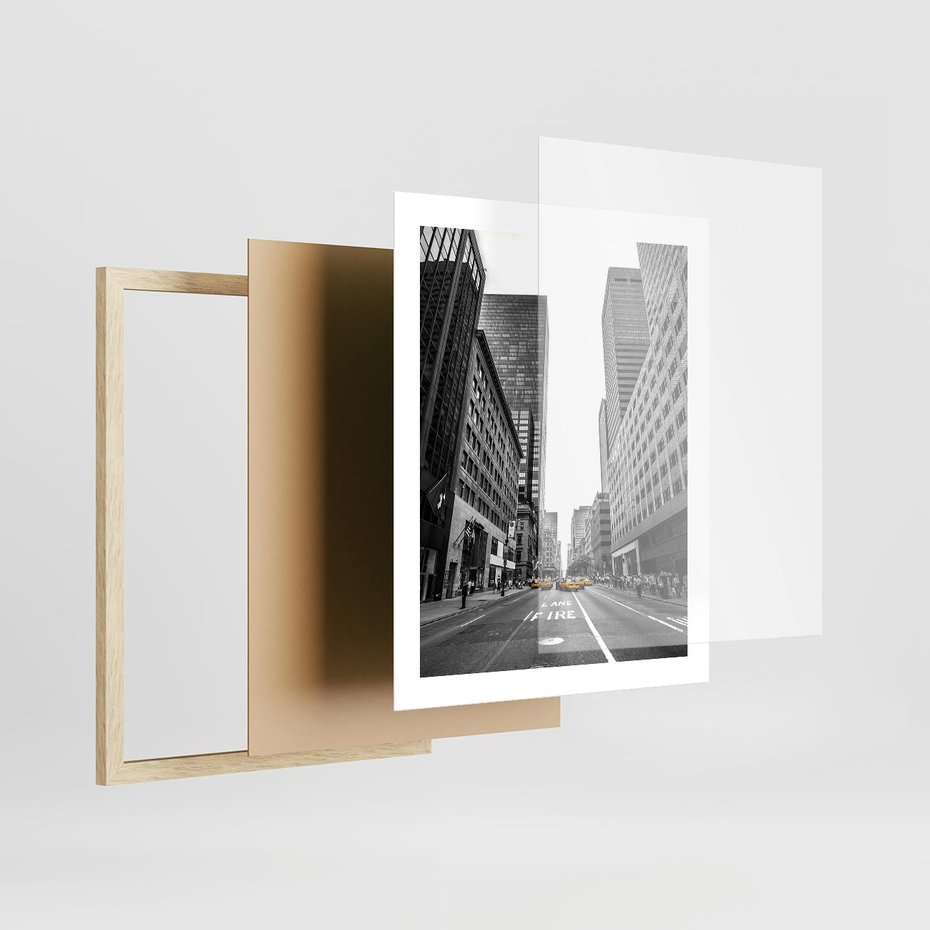 Plakat w ramie 40x50 - Ulica Nowego Jorku - ulica, Nowy Jork - rama drewno