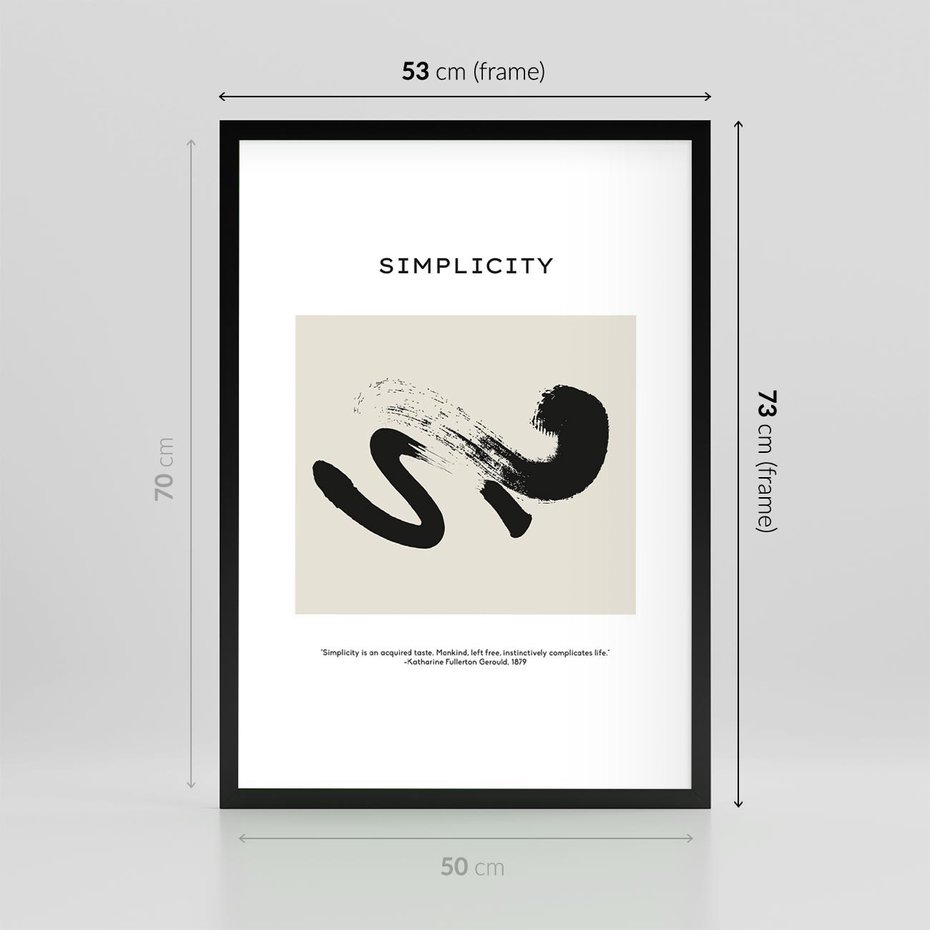 Plakat w ramie 50x70 - Prostota w kształcie - abstrakcja, maźnięcie farbą - rama czarna