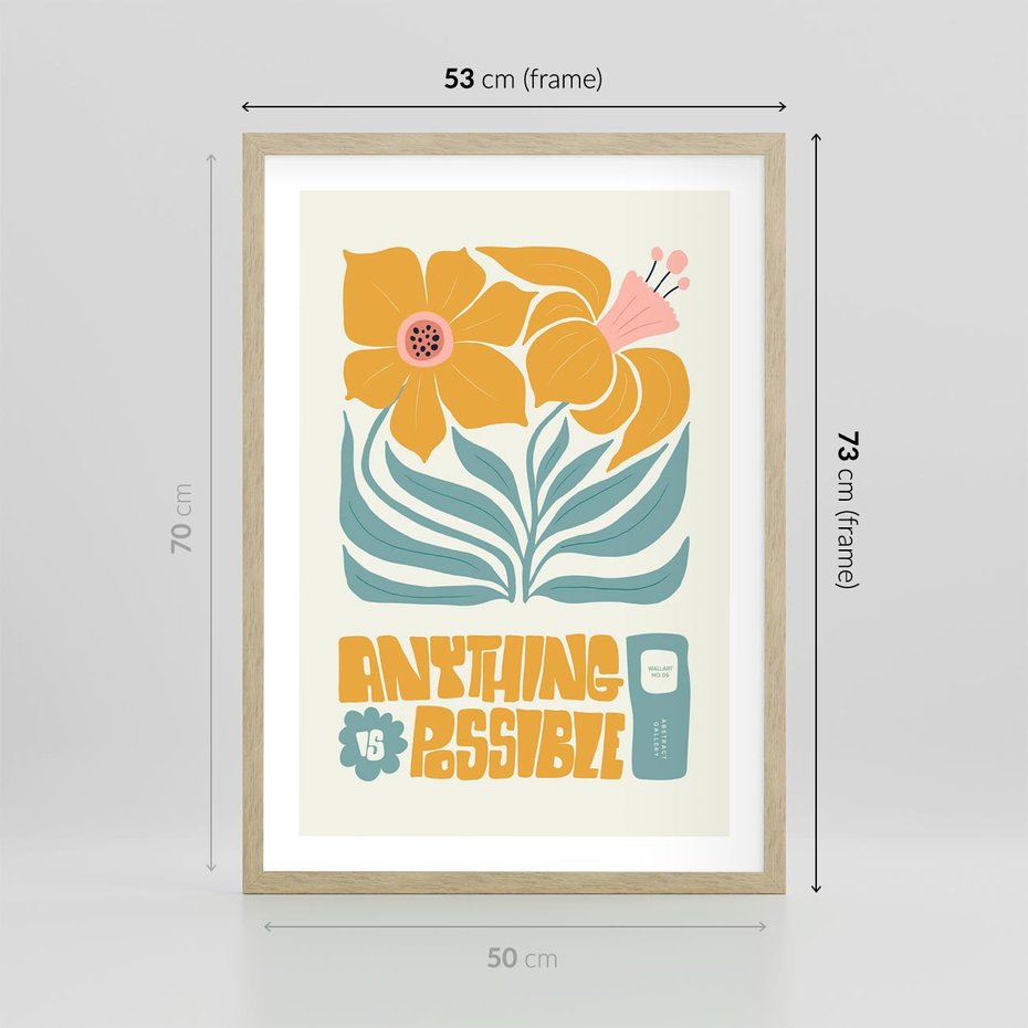 Plakat w ramie 50x70 - Kolorowa Harmonia - sztuka nowoczesna, pastelowe kwiaty - rama drewno