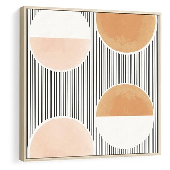 Obraz w ramie 50x50 - Przenikające Kształty - abstrkacyjna nowoczesna sztuka, koła okręgi - rama drewno