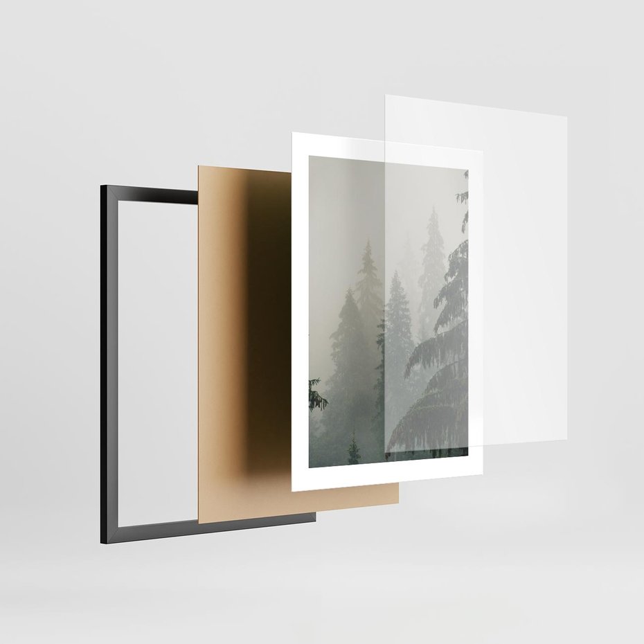 Plakat w ramie 30x40 - Mglista przemiana lasu - las, mgła - rama czarna