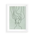 Plakat w ramie 50x70 - Spokojne Objęcia Natury - abstrakcja, zielony szkic - rama biała