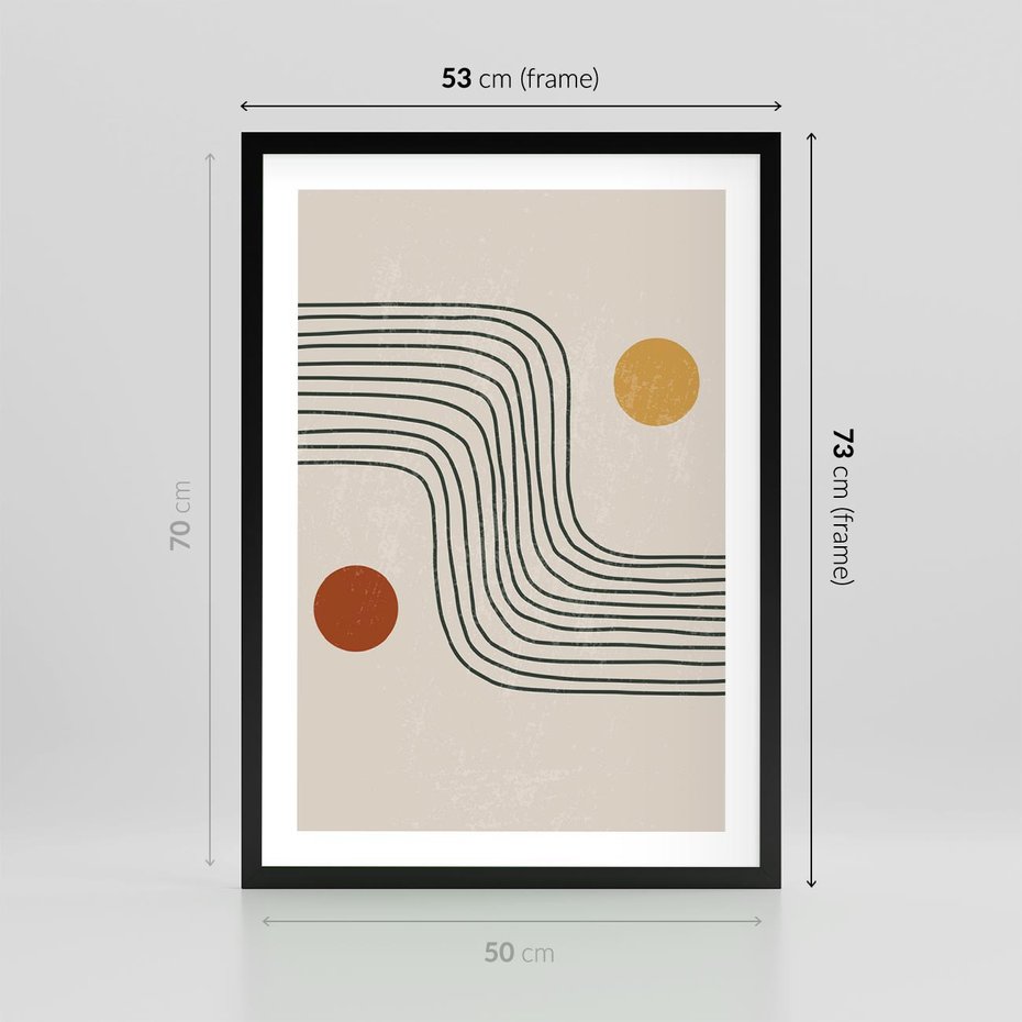 Plakat w ramie 50x70 - Czysta Refleksja - abstrakcyjna sztuka, boho kształty - rama czarna
