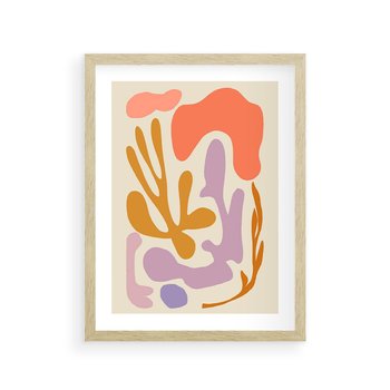 Plakat w ramie 50x70 - Ekspresjonistyczne Impulsy - abstrakcyjny obraz, pastelowe kolory - rama drewno
