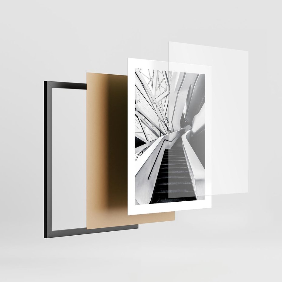 Plakat w ramie 30x40 - Współczesne Kształty - architektura, nowoczesne formy - rama czarna