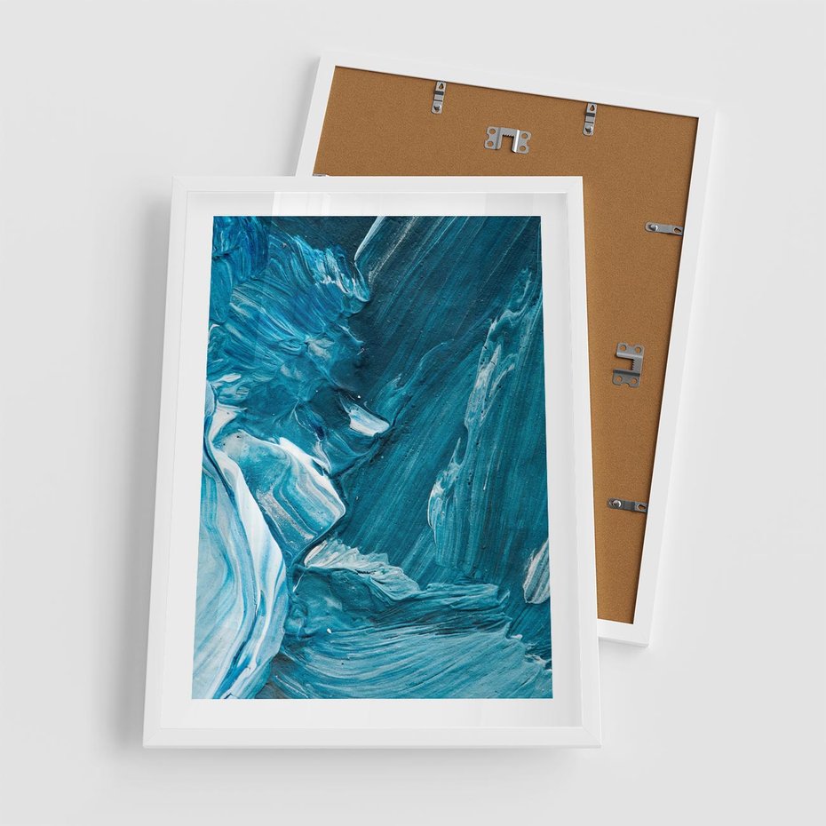 Plakat w ramie 50x70 - Wyrazista abstrakcja w akwareli - abstrakcja, akwarela - rama biała